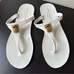Kurt Geiger White Sandals with Gold Detail